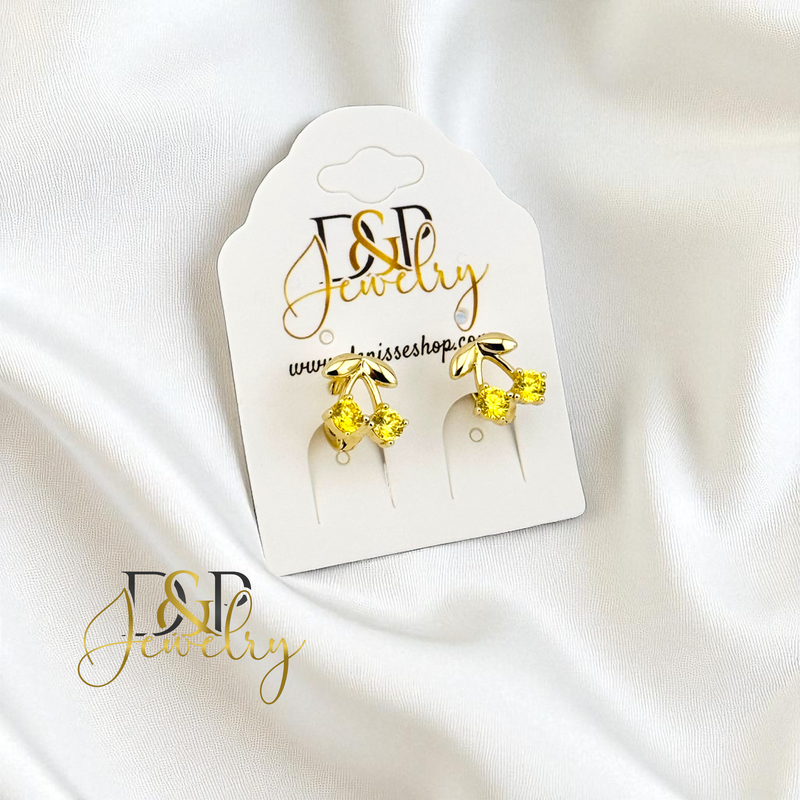 14K YELLOW CHERRY HOOP EARRING HP862