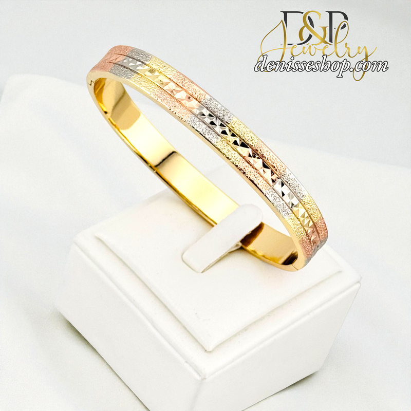 18K GOLD MULTICOLOR BANGLE BRACELET BR875