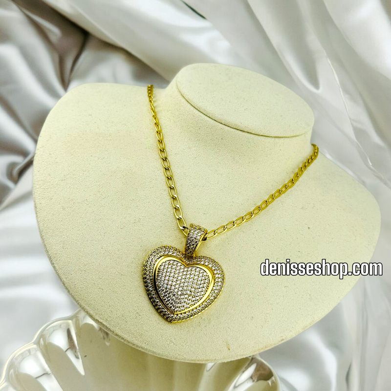 14K FASHION HEART IN HEART PENDANT P458