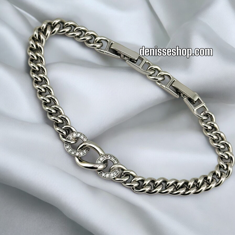 14K WOMEN CUBAN SILVER BRACELET BR606