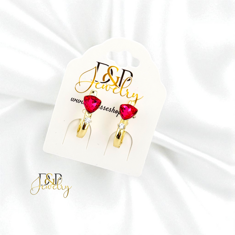 14K PINK HEART HUGGIE EARRING E1036