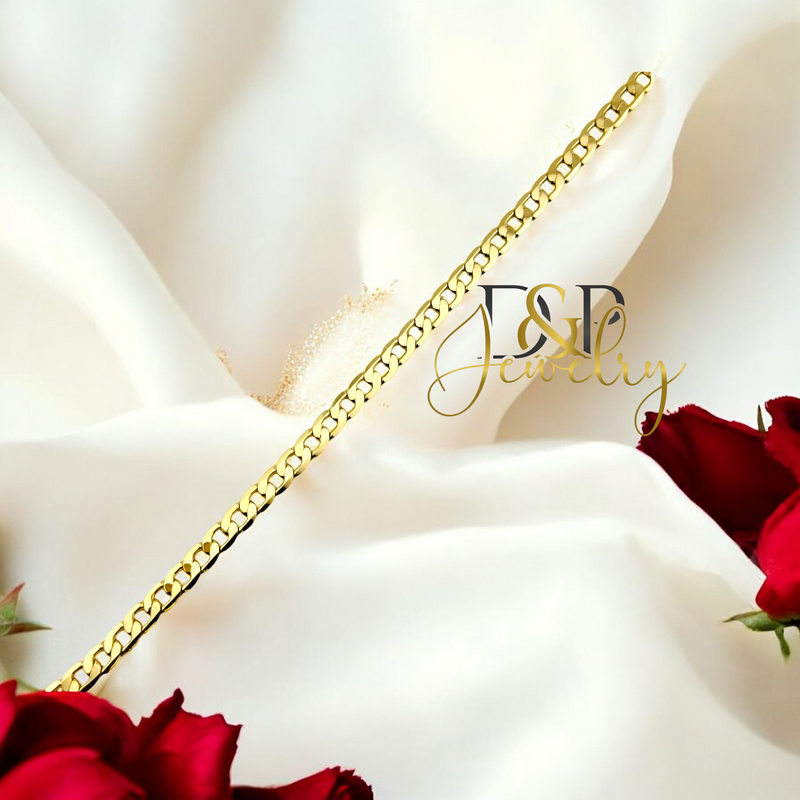 14K 4MM FIGARO ANKLET BRACELET A37