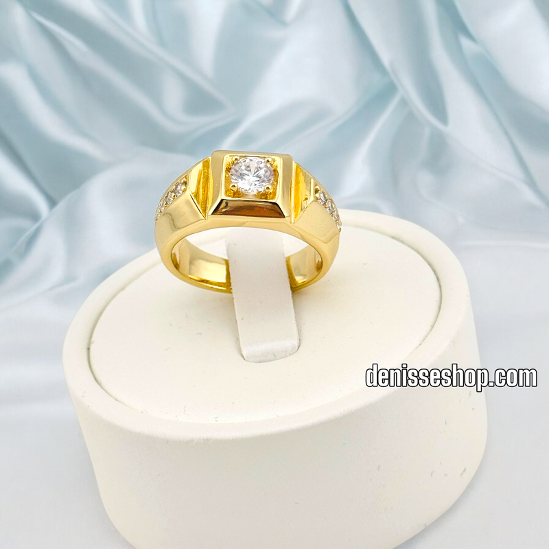 14K GOLD/ WHITE STONE MEN RING RG250