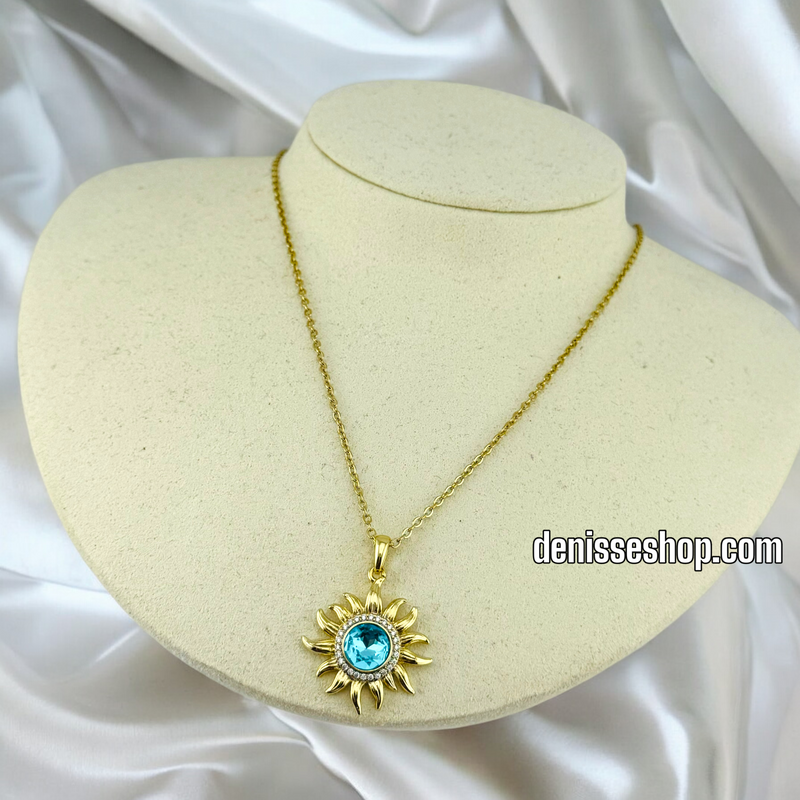 14K / WOMEN LIGHT BLUE SUN NECKLACE N108