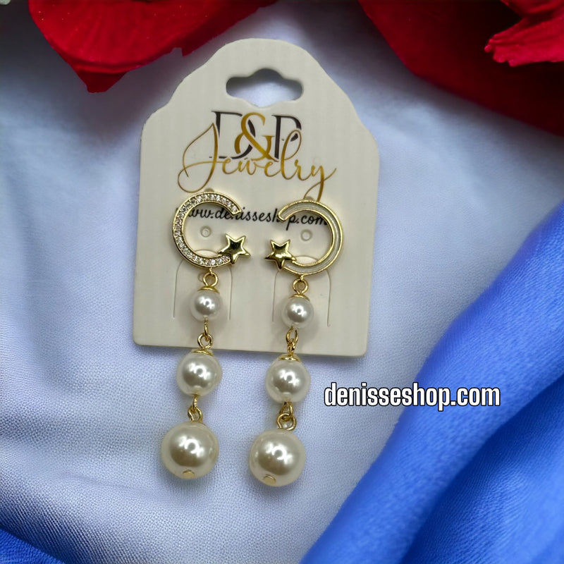 WHITE MOON PEARL EARRING E309