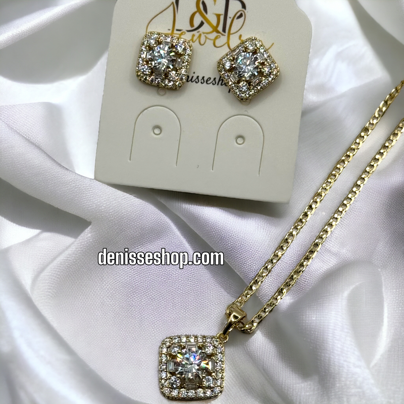 14K WHITE SHINE NECKLACE SET C1169