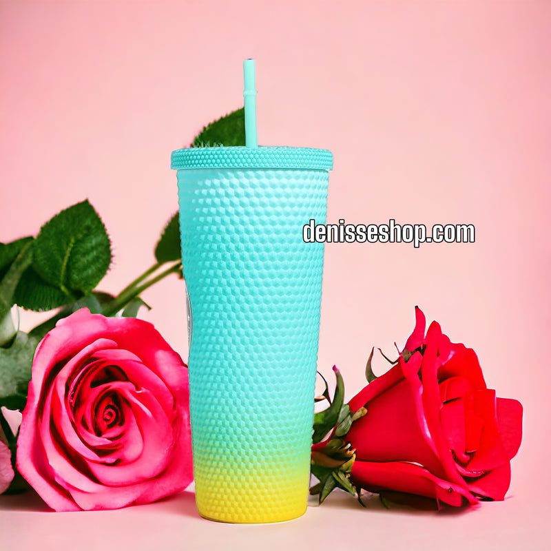 24 OZ STUDDED TUMBLER WITH STRAW