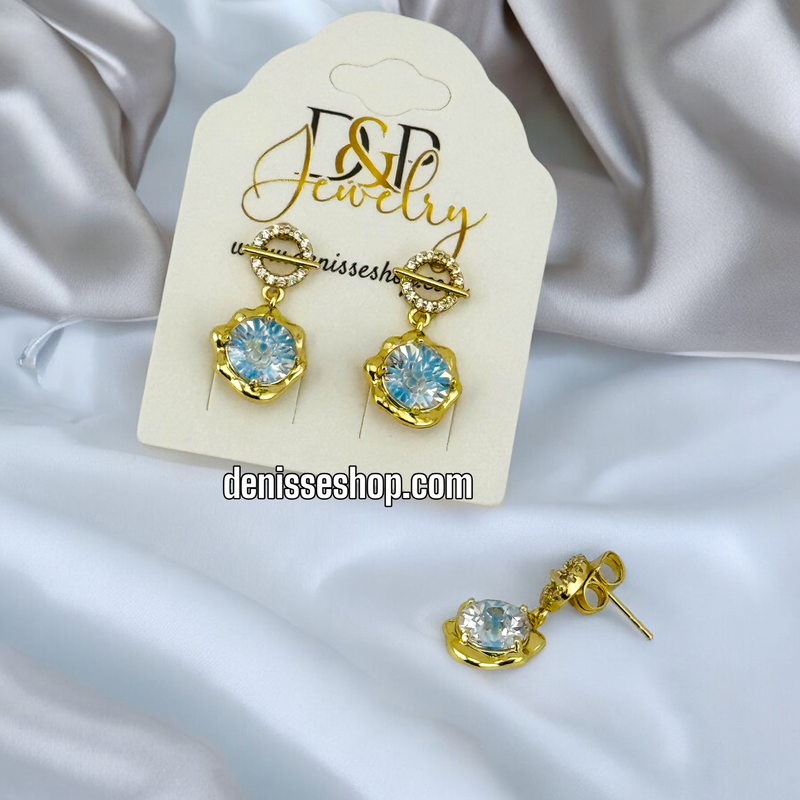 14K GOLD / BLUE EYE EARRING E701