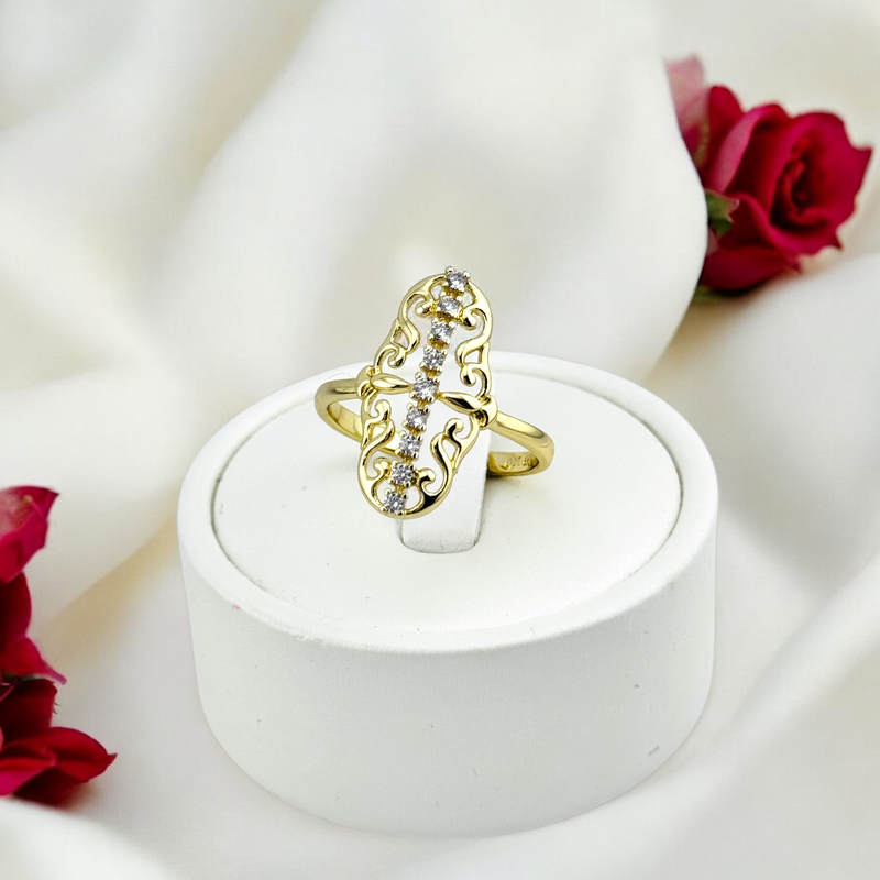 14K WOMEN WHITE STONES FASHION RING RG350