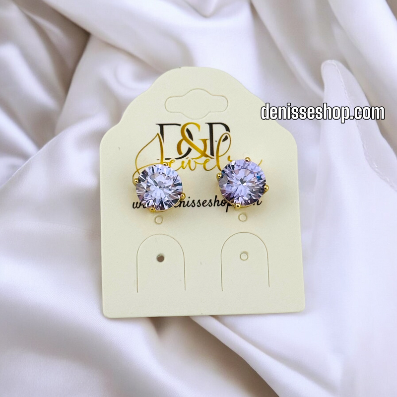 14K GOLD / PURPLE STONE EARRING E670