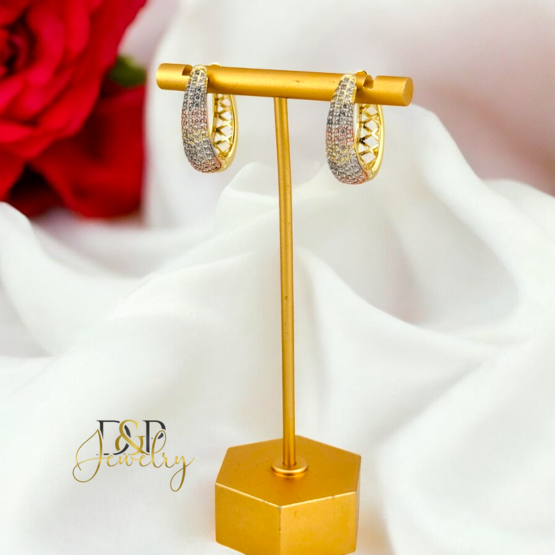 14K TRICOLOR ELEGANT HOOP HP696