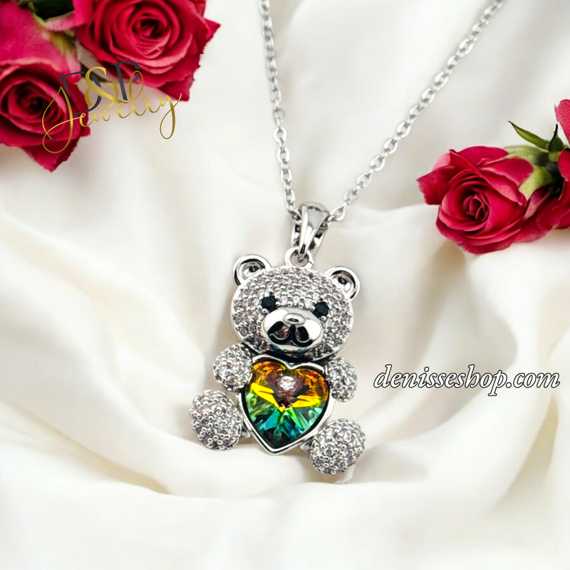 WOMEN/GIRL SILVER BEAR NECKLACE SET N239