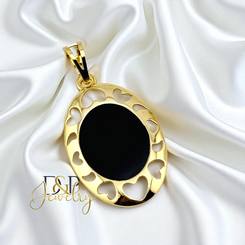 14K GOLD/BLACK PENDANT P893