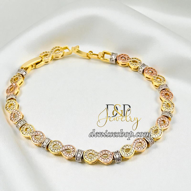 18K GOLD MULTICOLOR INFINITY BRACELET BR874
