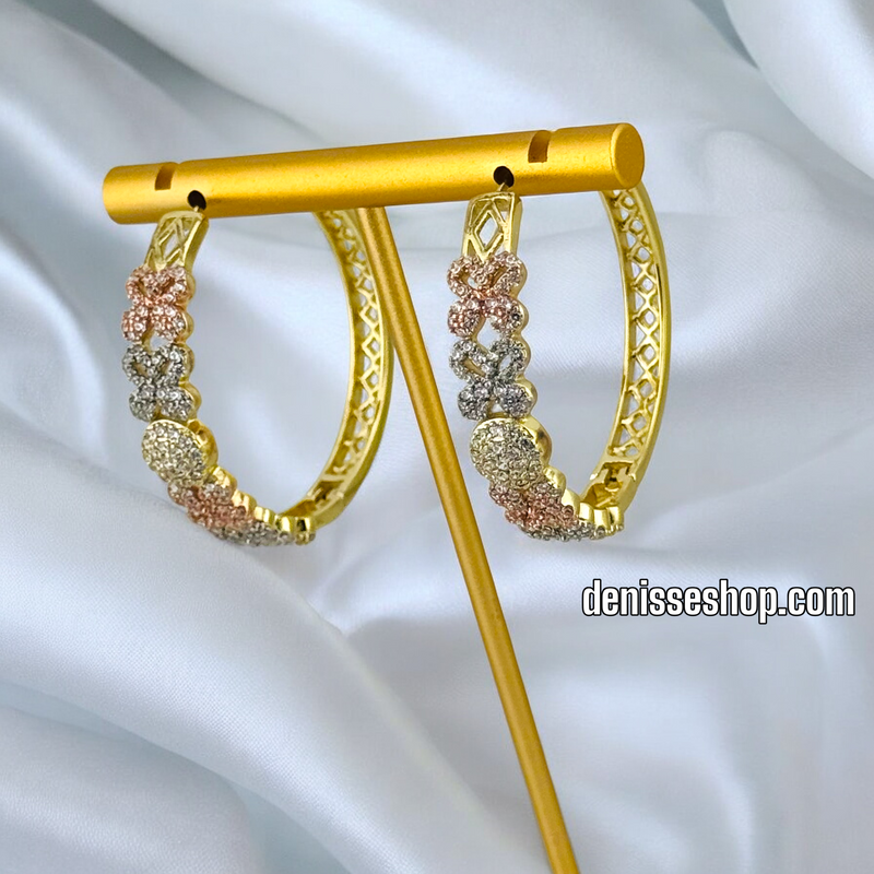 14K THREE TONE HOOP EARRINGS HP587