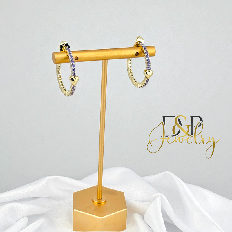 14K HEART HALF HOOP EARRING HP771