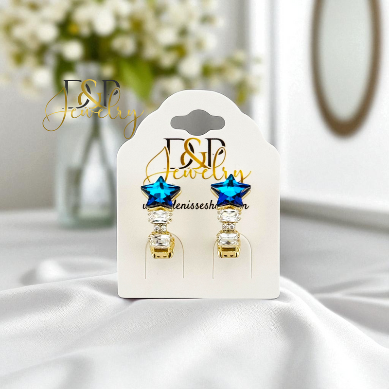 14K BLUE STAR EARRING E921