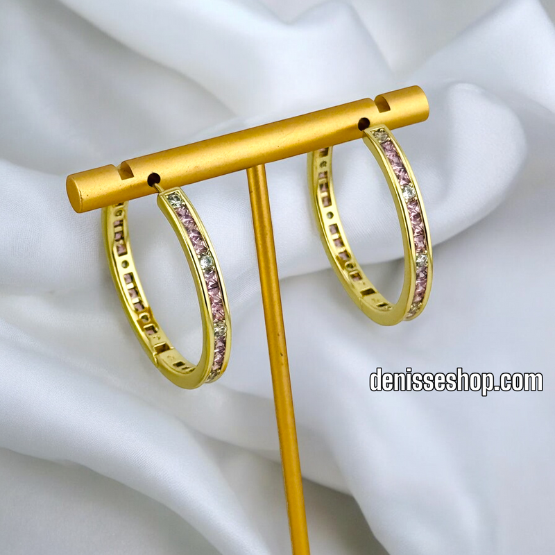 14K WOMAN/ COLORED HOOP EARRING HP557