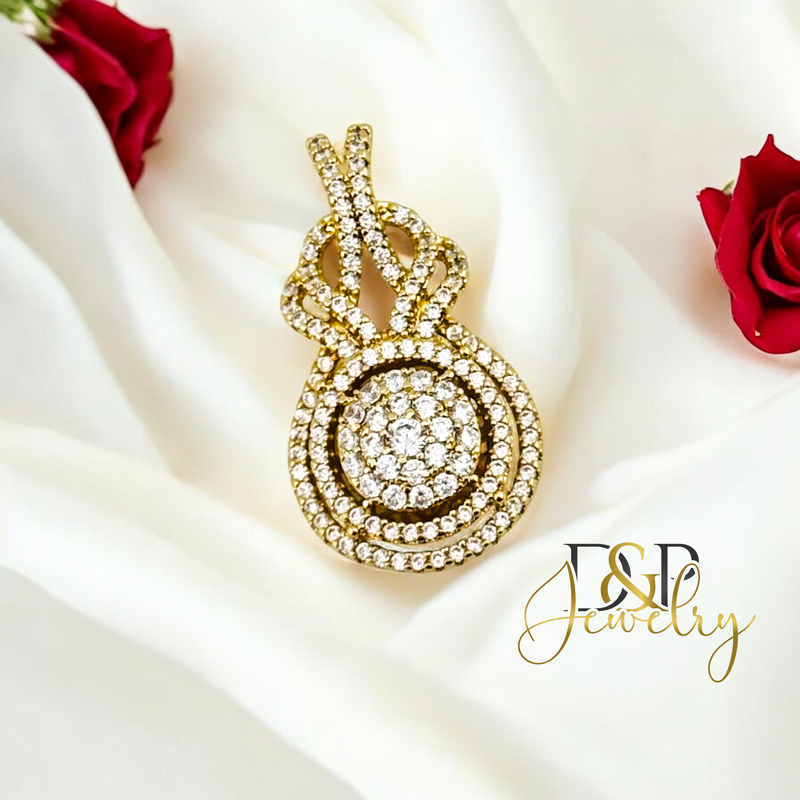 14K FANCY WHITE STONE PENDANT P864