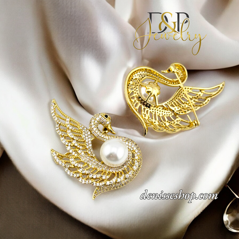 14K SWAN BROOCH PIN P716