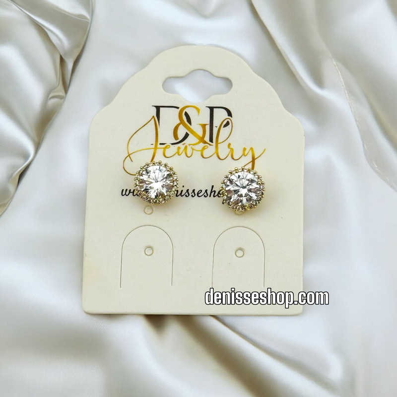 14K SMALL WHITE EARRING E581