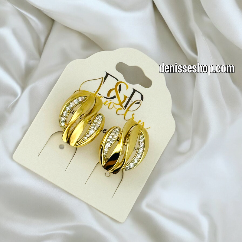 14K GOLD / WHITE STONE HUGGIES EARRING E673