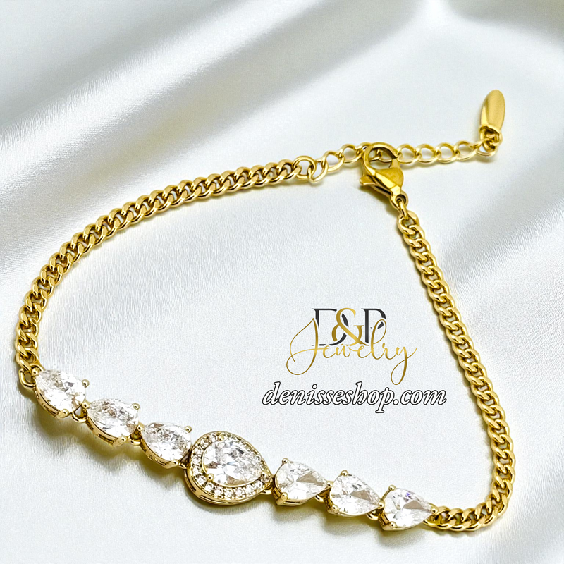 14KGOLD FANCY WHITE STONE BRACELET BR864