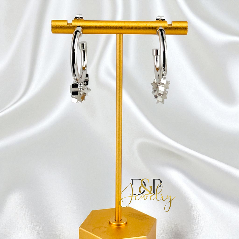 SILVER CHARM HOOP EARRING HP840