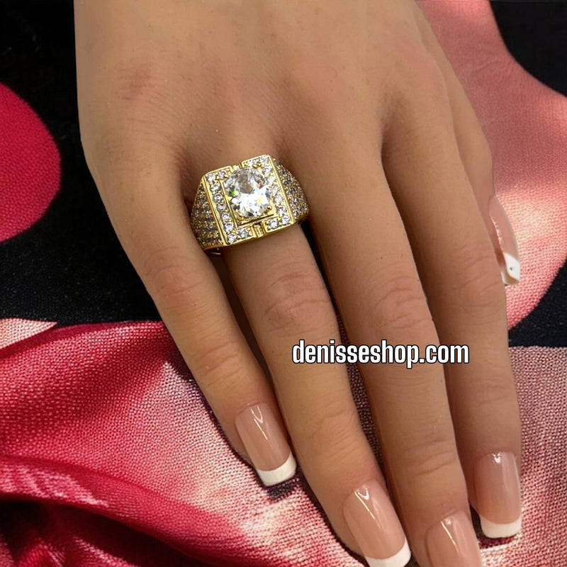 14K WHITE STONE RING RG132