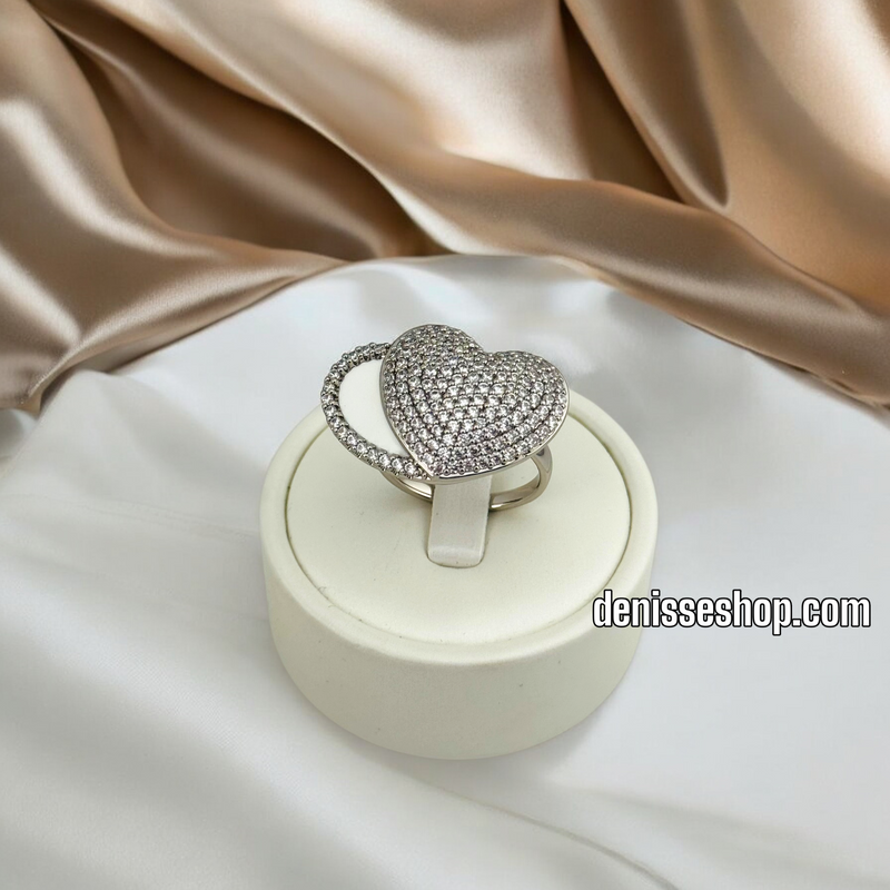 14K WOMEN/SILVER LUXURY HEART RING RG324