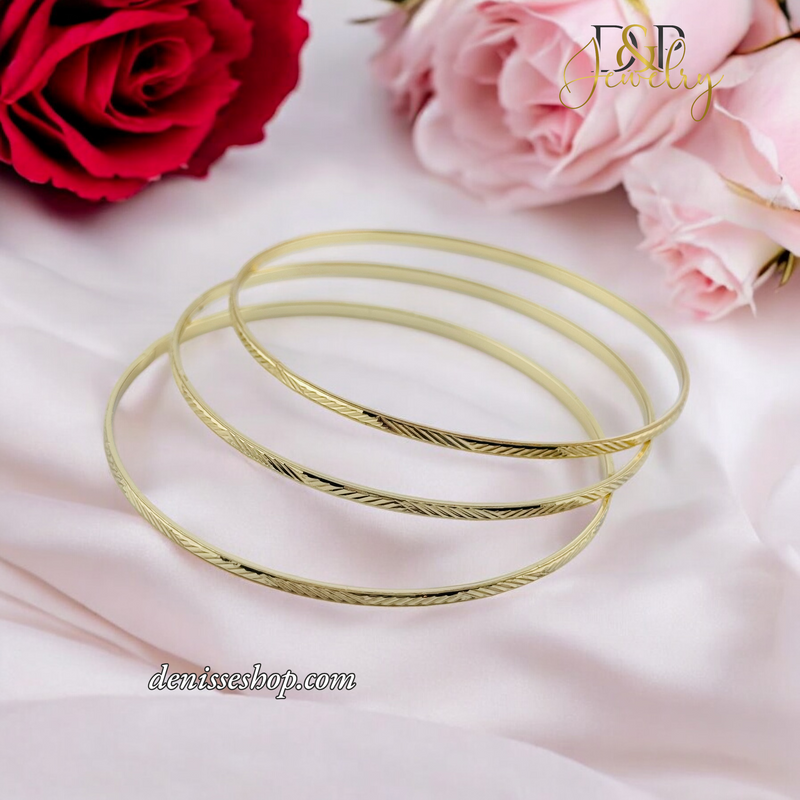 14K THREE SET MEDIUM SIZE GOLD BRACELET BR648