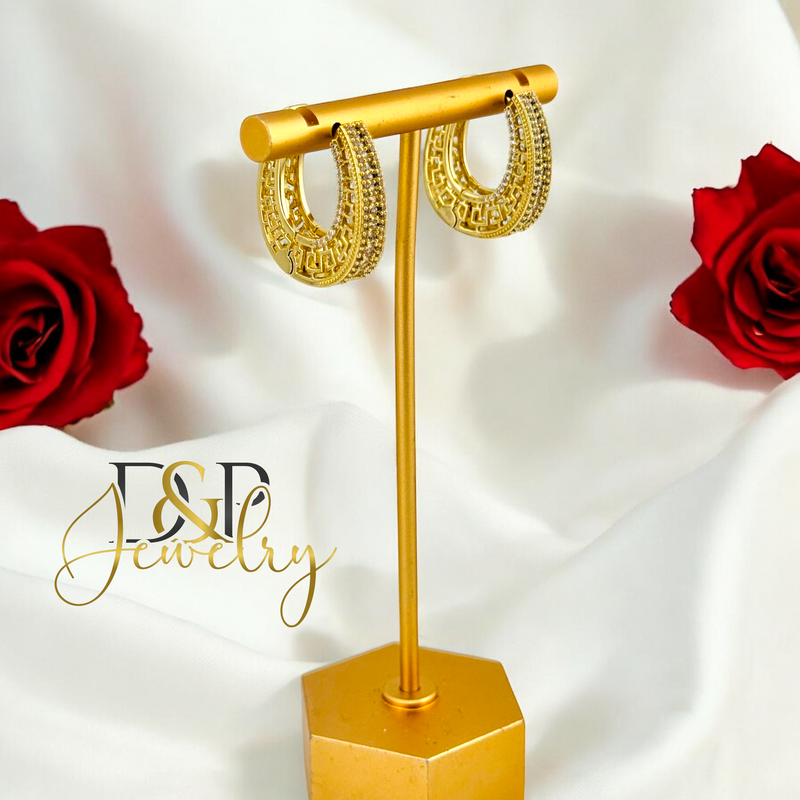 14K DESIGN HOOP EARRING HP666