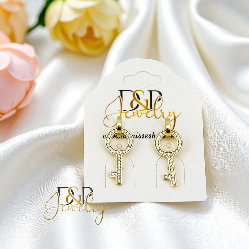 14K KEY EARRING E903