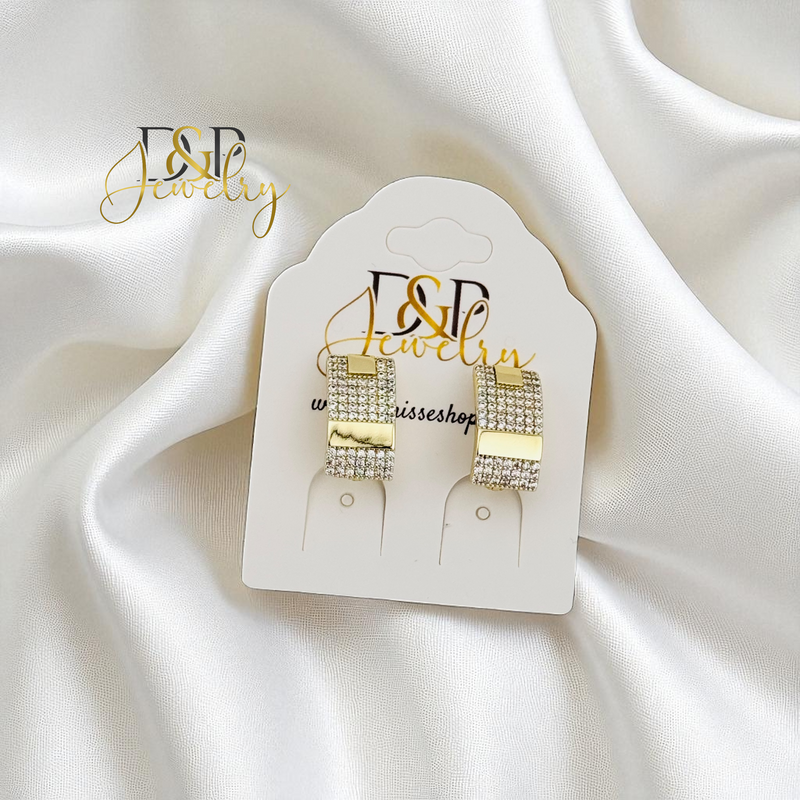 14K GOLD/FANCY BLING HUGGIE EARRING E1007