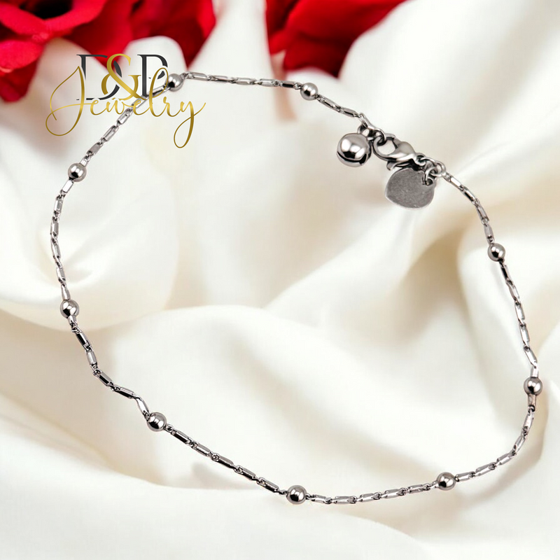 14K SILVER BUBBLE ANKLET BRACELET A28