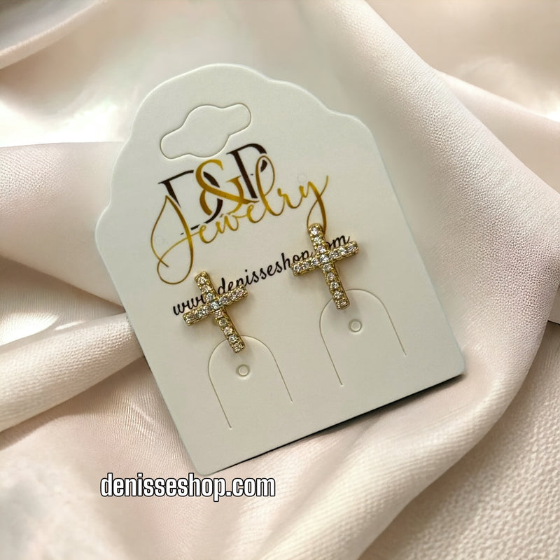 14K CROSS EARRINGS E359