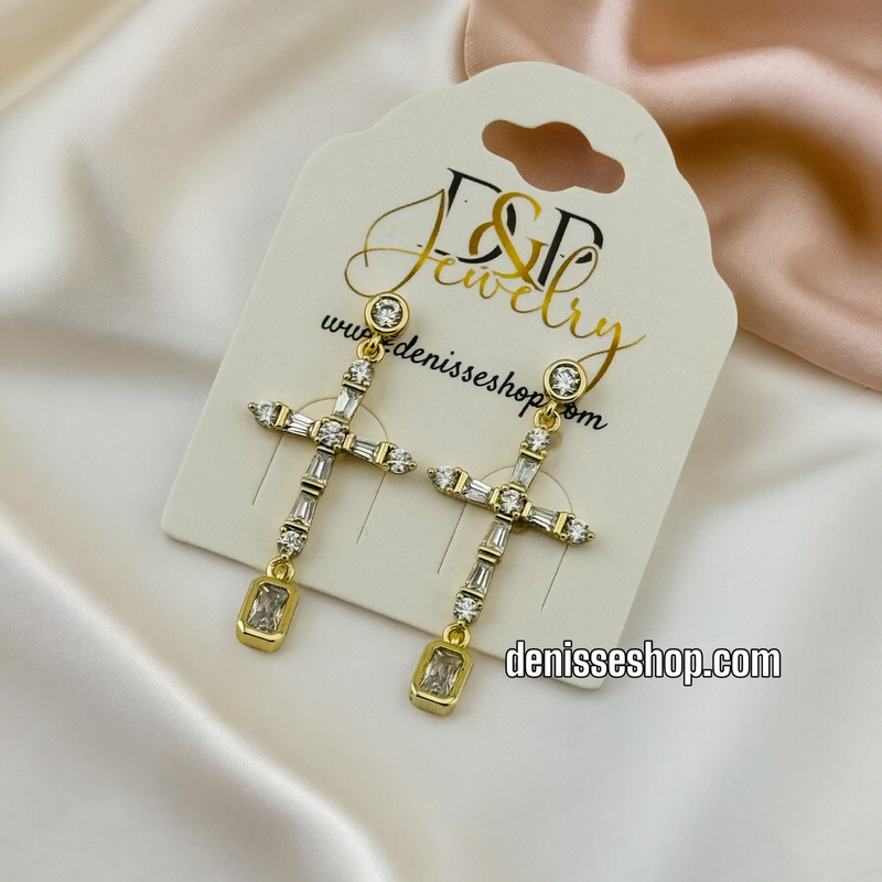 14K CROSS EARRINGS E526