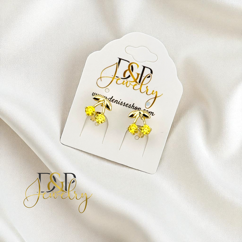 14K YELLOW CHERRY HOOP EARRING HP862