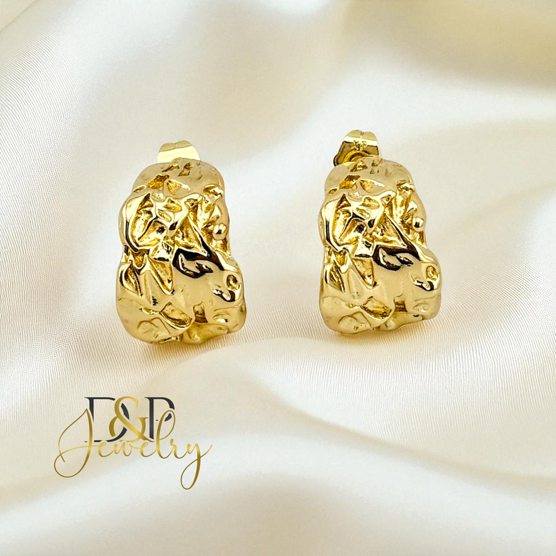 14K CHUNKY HALF HOOP EARRING HP859
