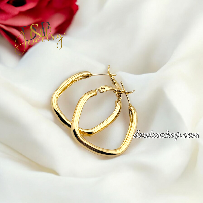 14K SQUARE MEDIUM GOLD HOOPS HP625