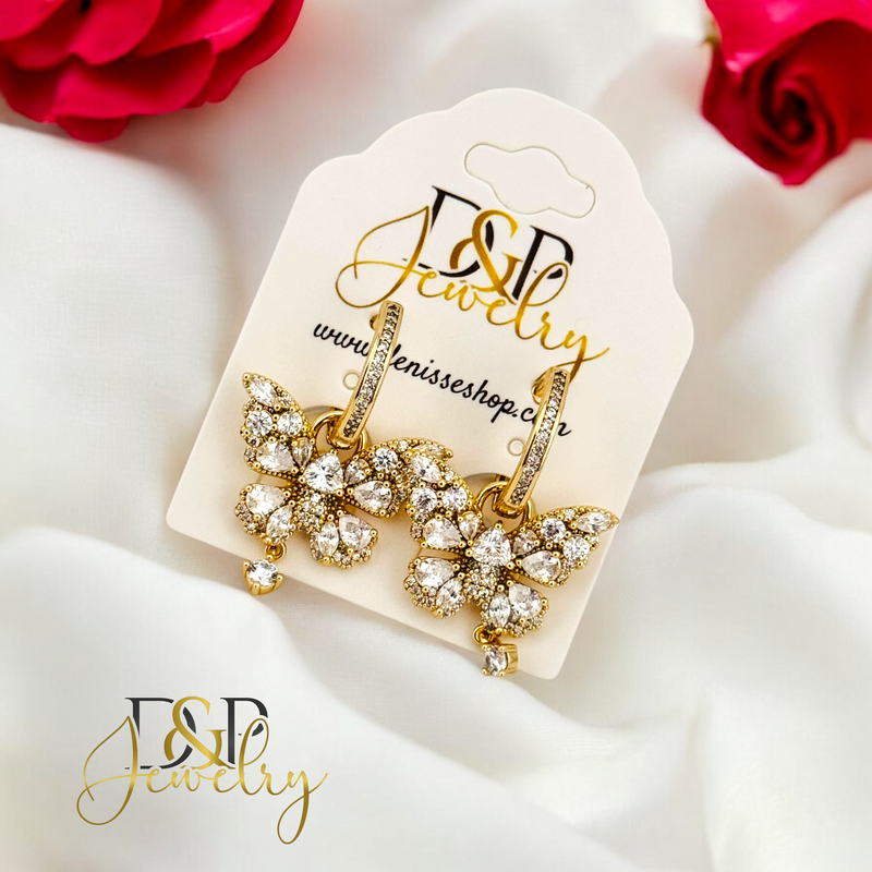 14K LONG BUTTERFLY  HOOP EARRING HP651