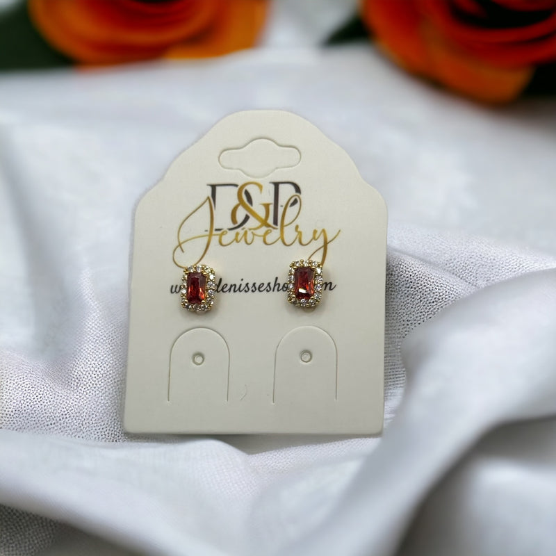 24K RED SMALL EARRINGS E348