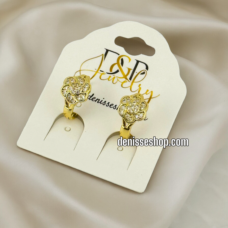 14K FLOWER SMALL GOLD HOOPS HP394