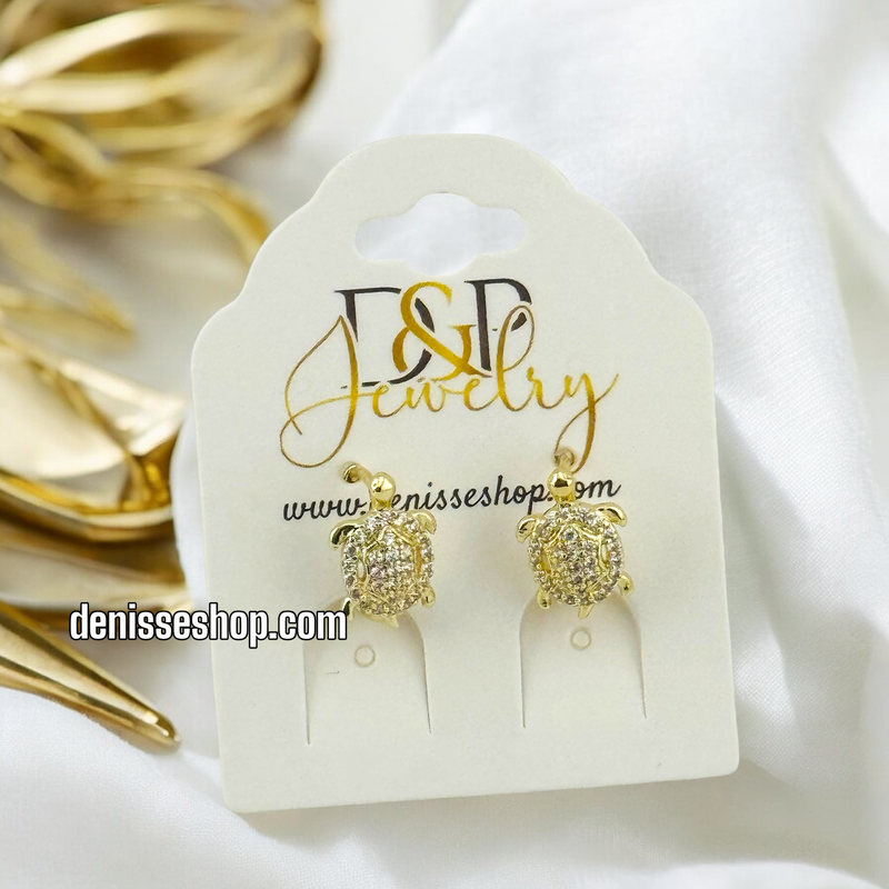 14K TURTLE EARRING E619