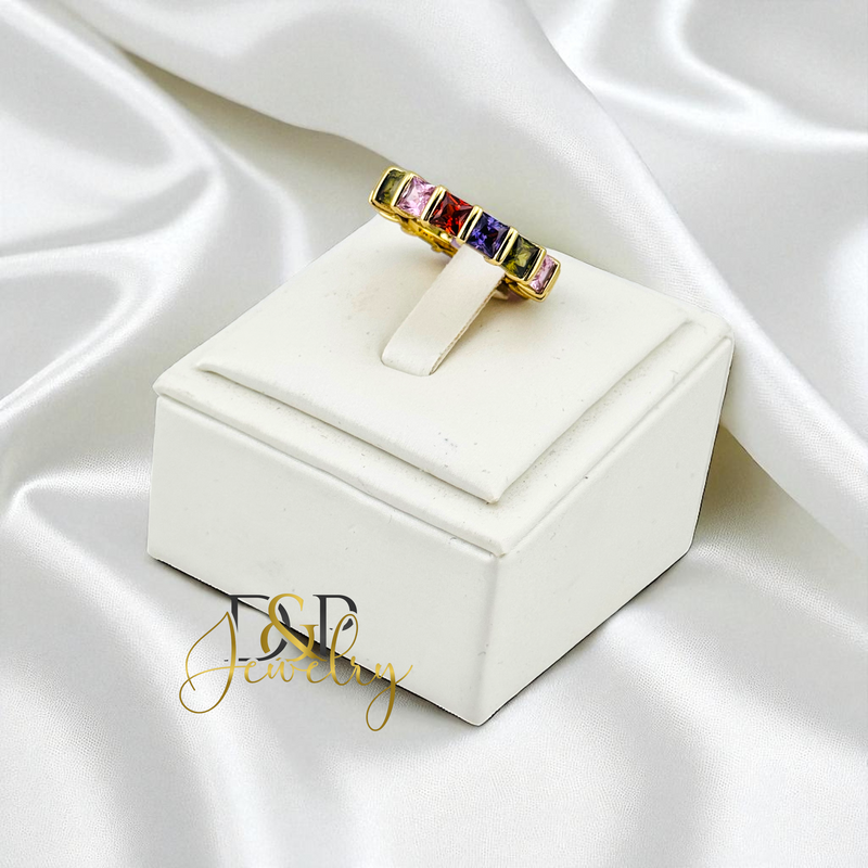 14K MULTICOLOR BAND RING RG421