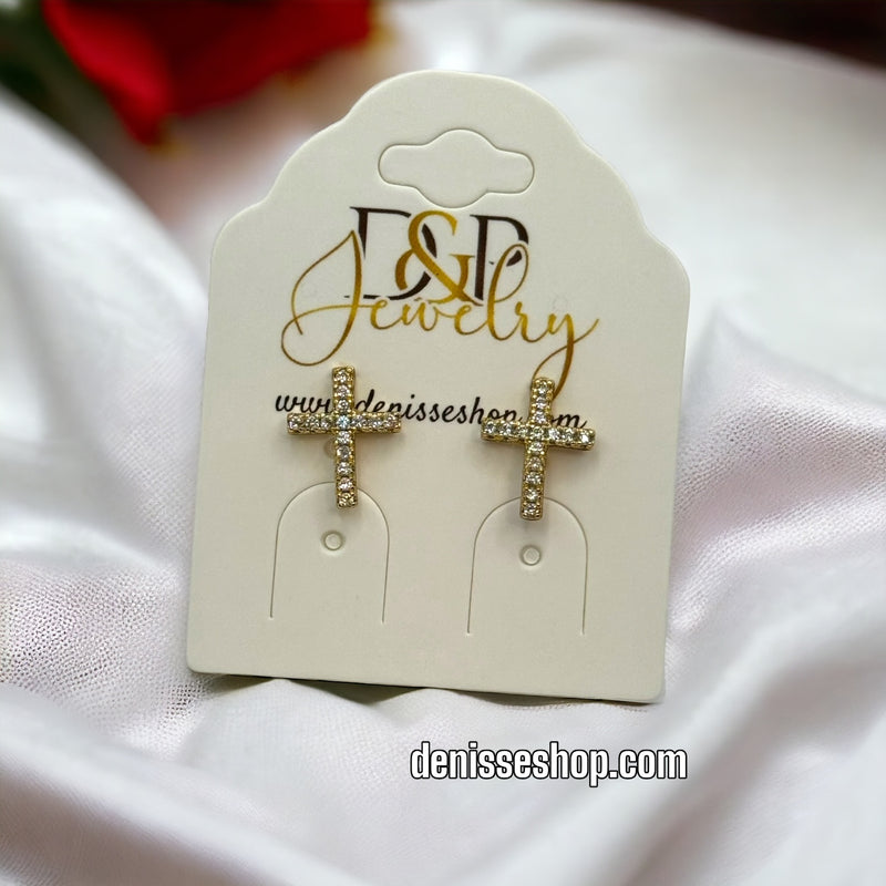 14K CROSS EARRINGS E359