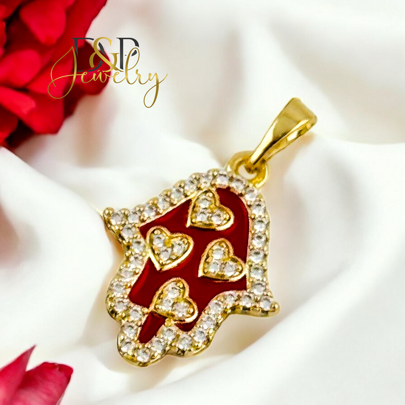 14K RED FATIMA PENDANT P840