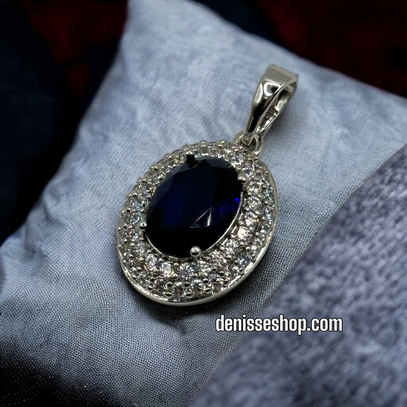 SILVER BLUE STONE PENDANT P223 (Chain not included)