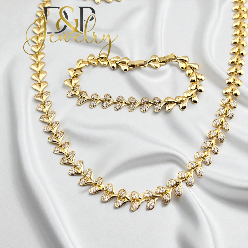14K GOLD /BLING HEARTS/PLAIN HEARTS NECKLACE SET N298
