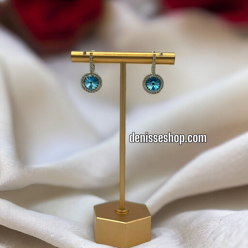 14k Elegant Blue Stone Earrings E343